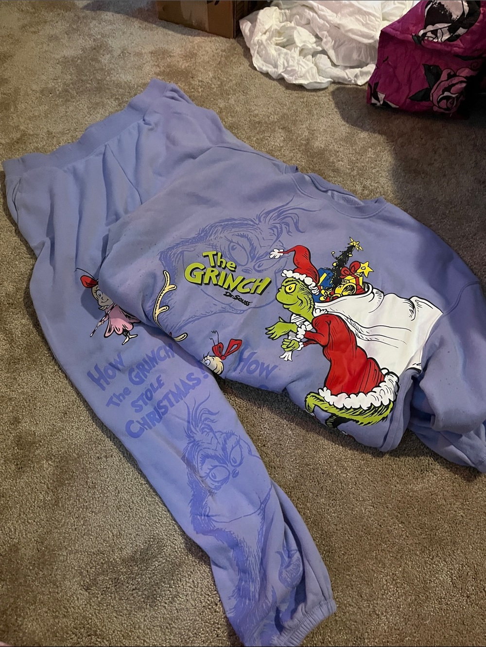 Dr. Seuss The Grinch Lavender Graphic Sweatshirt and Joggers Set